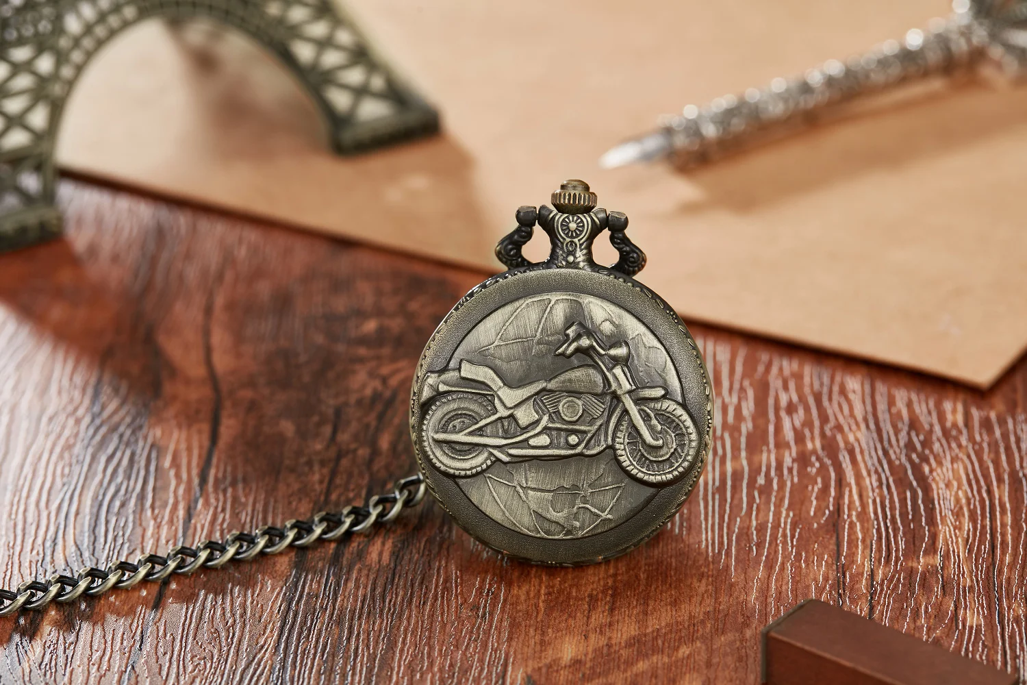 New Bronze Dial Motorcycle Motorbike MOTO mechanical Pocket Watch Chain Carved Steampunk Chain Pocket Fob Watch Clock Gifts 2023