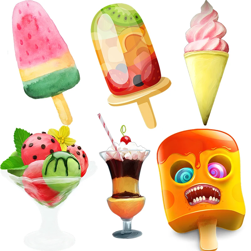 Three Ratels CP23 funny colorful ice cream sticker refrigerator decal dessert shop decoration