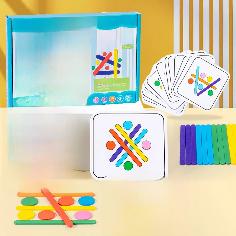 Bâtons et anneaux créatifs en bois, Puzzle, jeu d'intelligence, jouets éducatifs Montessori pour enfants de 3 ans