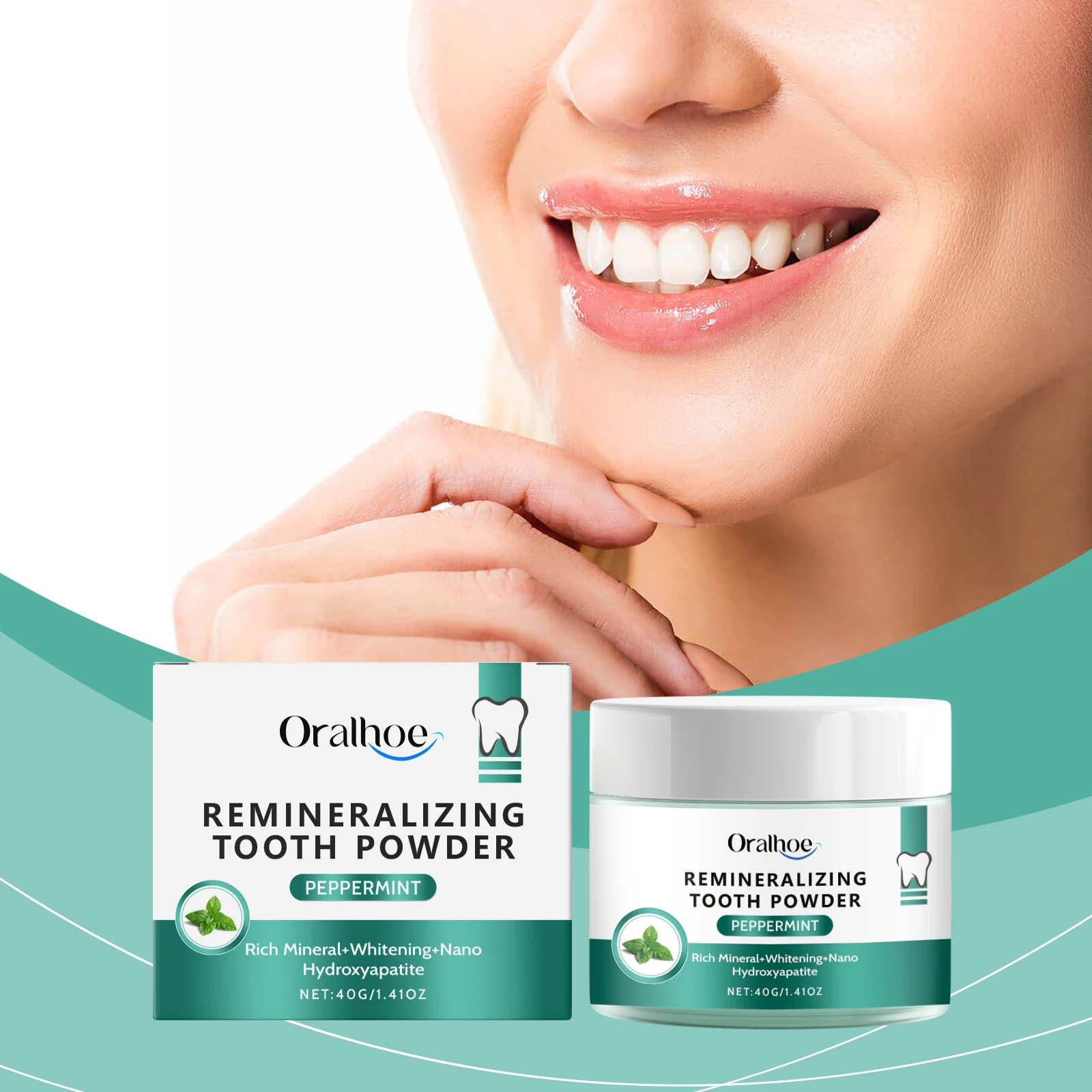 Oralhoe 40 г порошок для зубов со свежим дыханием, мятный вкус, удаление пятен налета, уход за полостью рта, чистый желтый отбеливание зубов, зубной порошок