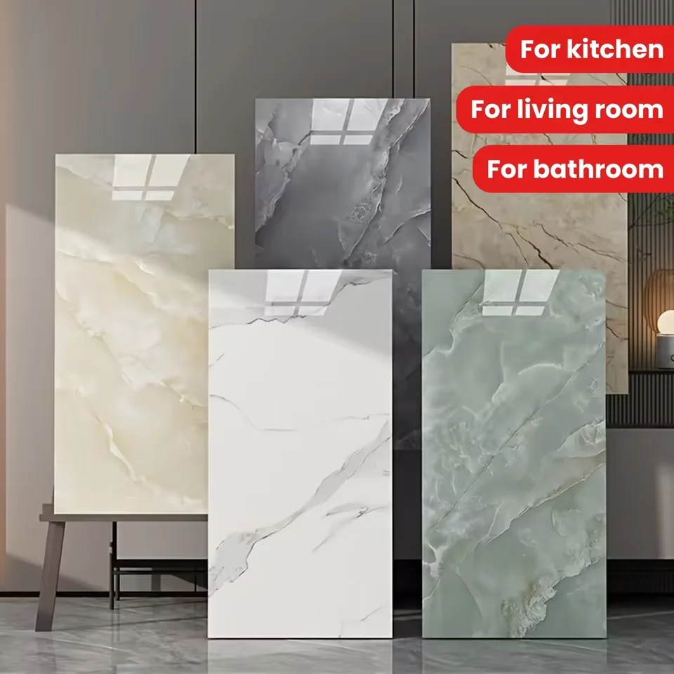 20 Pannelli Murali Autoadesivi Effetto Marmo Bianco, Spessore 2 mm Finitura Lucida, Rimovibili Riutilizzabili, Decorazione per Cucina Bagno Soggiorno Dormitorio