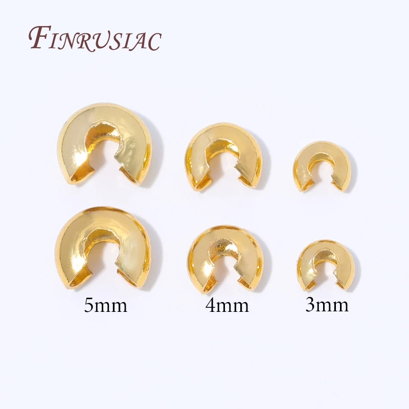 50/100Pcs 18K Gold Plated Crimp Covers,Round Covers Open Crimp End Beads,Stopper Spacer Beads For DIY Jewelry Making Supplies
