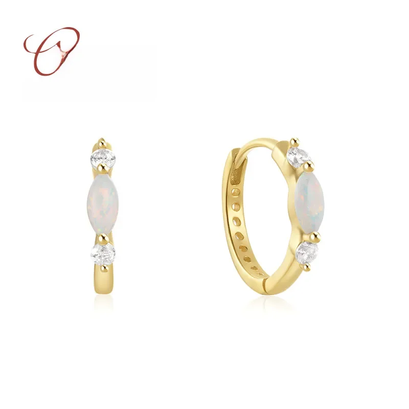 CANNER S925 Sterling Silver Mini Opal Zircon Hoop Earrings dla kobiet Klamra do uszu Drobna biżuteria Prezent Pendientes oorbellen Серьги — zdjęcie 2