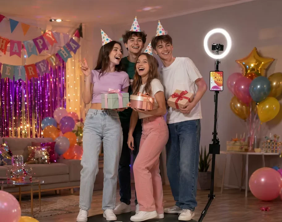 Cabine à Selfie Esthétique et Tendance à Rotation 360°, Plateau Tournant en Verre Trempé Compact (80 cm) et pour Groupes (100 cm), Éclairage RVB Dynamique Réactif au Rythme, Partage sur les Réseaux Sociaux en un Clic, Valise de Transport Rigide à Roulettes pour la Prise de Vue d'Événements de Luxe (Mariages, Influenceurs)