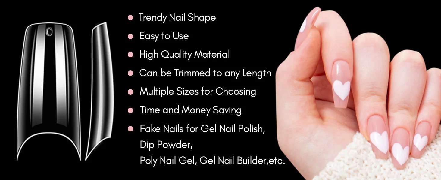 Makartt Künstliche Nagelspitzen 500 Stück Mandelform Vollabdeckung Gel-Spitzen Falsche Acrylnägel Stiletto Coffin Press-on Nägel Klar Natürlich – Detail 3