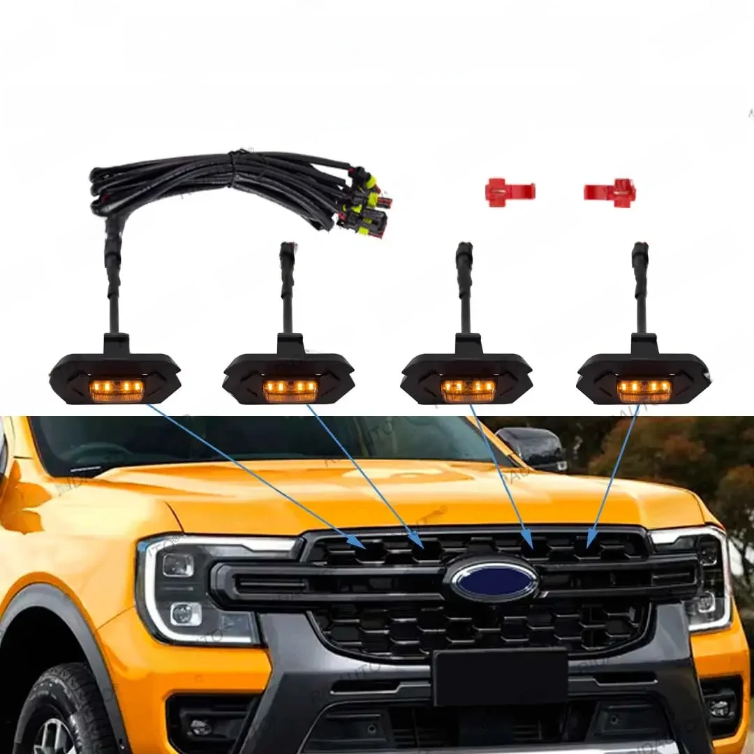 Żółta lampa w stylu Raptor przezroczysta obudowa pasuje do FORD RANGER WILDTRAK następnej generacji ulepszenia 2023 2024 bursztynowe światło LED — zdjęcie 2