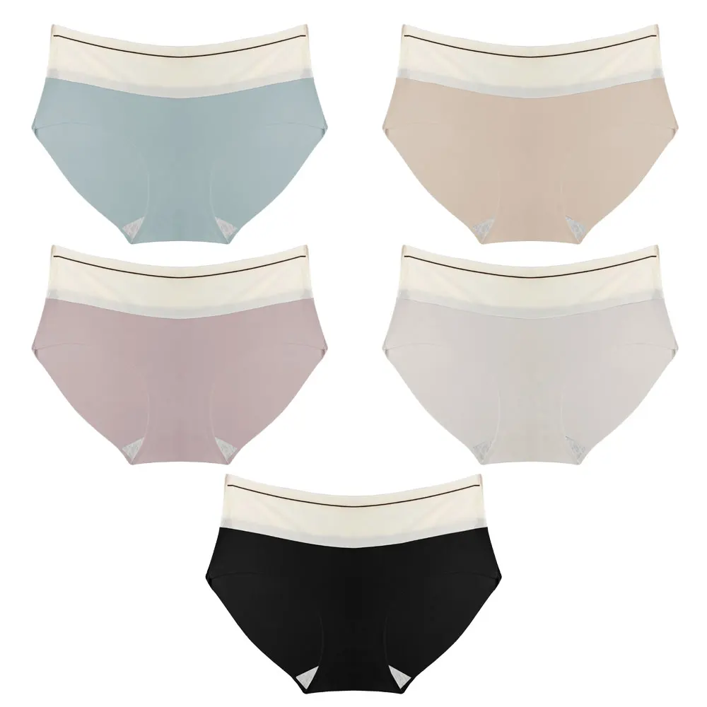 AONE Women's Comfort Two-Tone Zero-Line Seamless Fusion Nude Midi Panties 5-Pack 222105