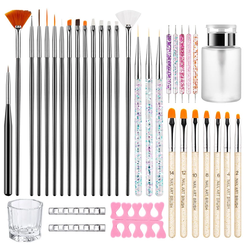 Set de pinceles para arte en uñas, lápiz de terapia de luz colorido, lápiz de doble punta, herramientas de precisión 3