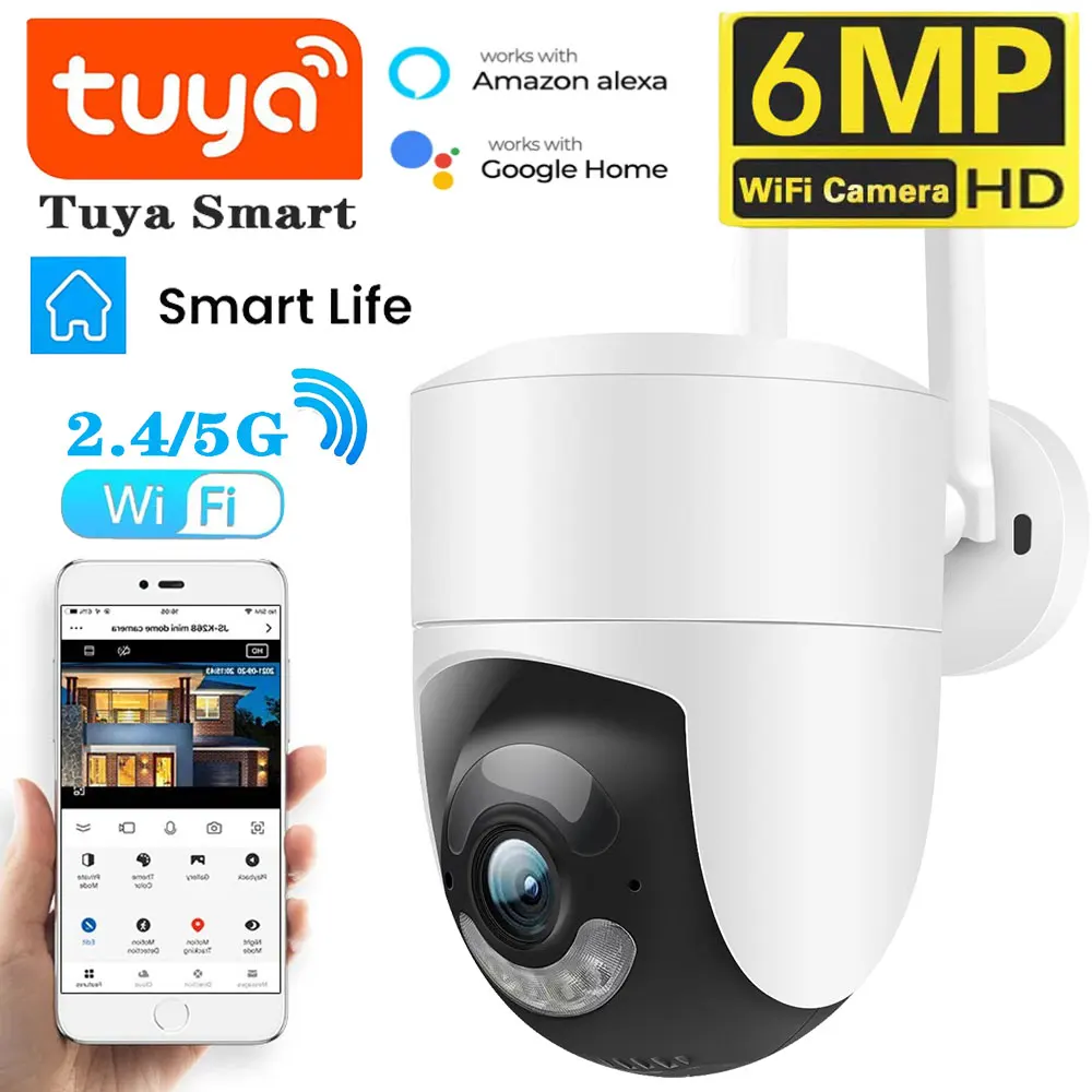 

Tuya 6MP IP Camera 2.4G/5G Dual Band WiFi Home Security Cameras Outdoor Waterproof Motion Detection CCTV Video Surveillance Cam