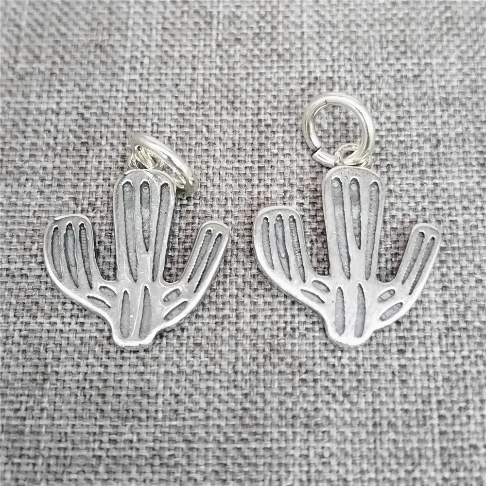 

2 шт. подвесок-кактусов из стерлингового серебра 925 пробы, оксидированные, в виде кактуса сагуаро, для браслета