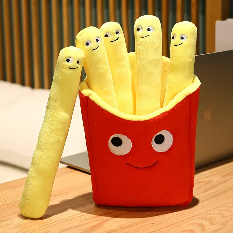 Emotionale Unterstützung Lächeln Pommes Frites Plüsch Stofftier, Plüsch Sofa Kissen Auto Zubehör,