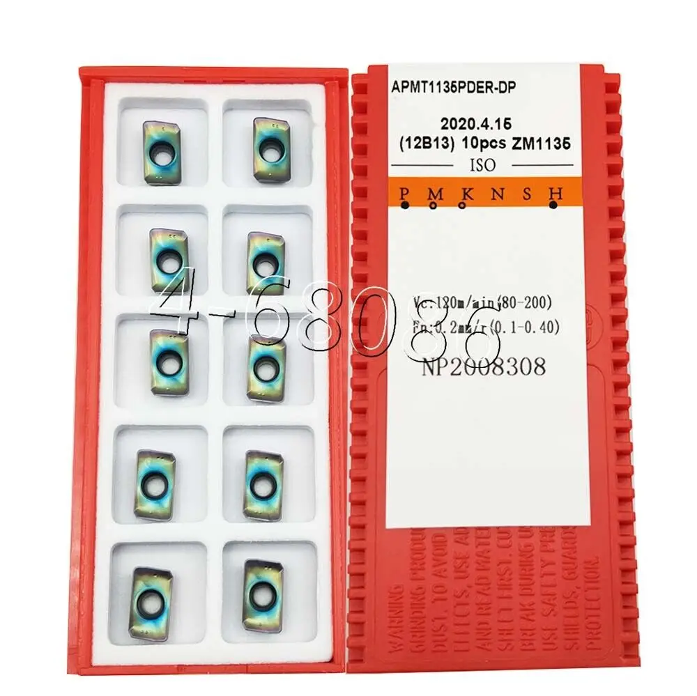 HRC65 ° APMT1135PDER-DP 1135 APMT 1135PDER DP APKT1135, 90 ° 절삭 카바이드 인서트, 강철용 밀링 인서트, 10 개