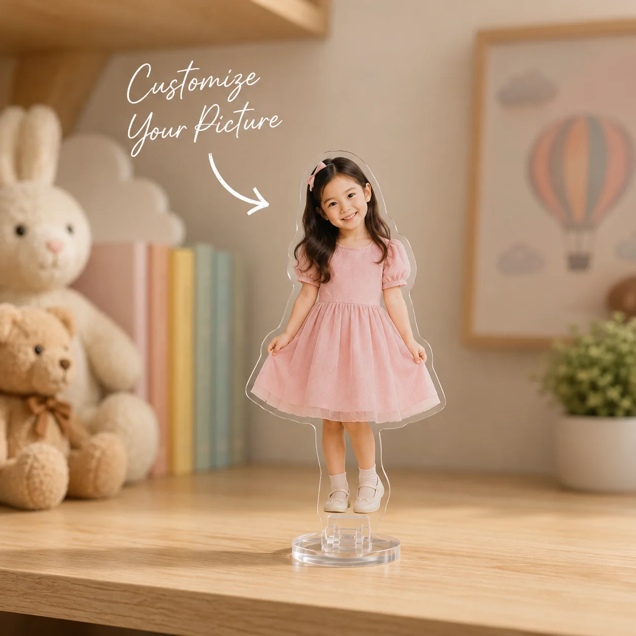2D Flat, 1pc Customizable Transparent Acrylic Character Standing Desk Decoration Small Stand, 2D Flat Design. You Can Customize