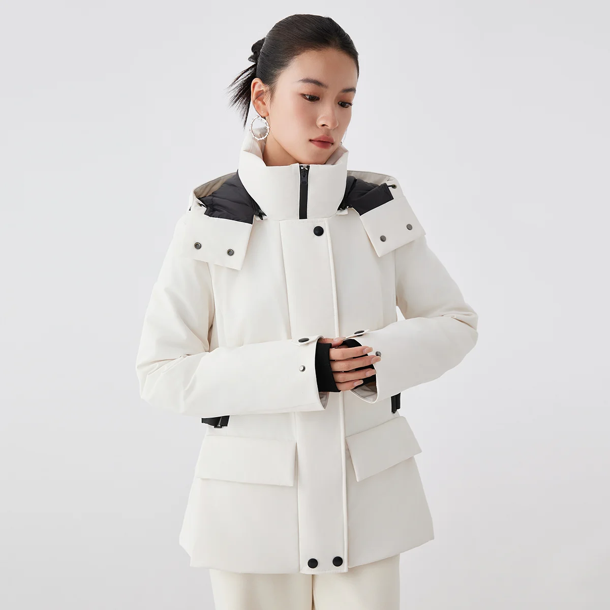 K2771W Casaco feminino de alta qualidade 90% penas de ganso com isolamento à prova de vento jaqueta quente com capuz para clima frio