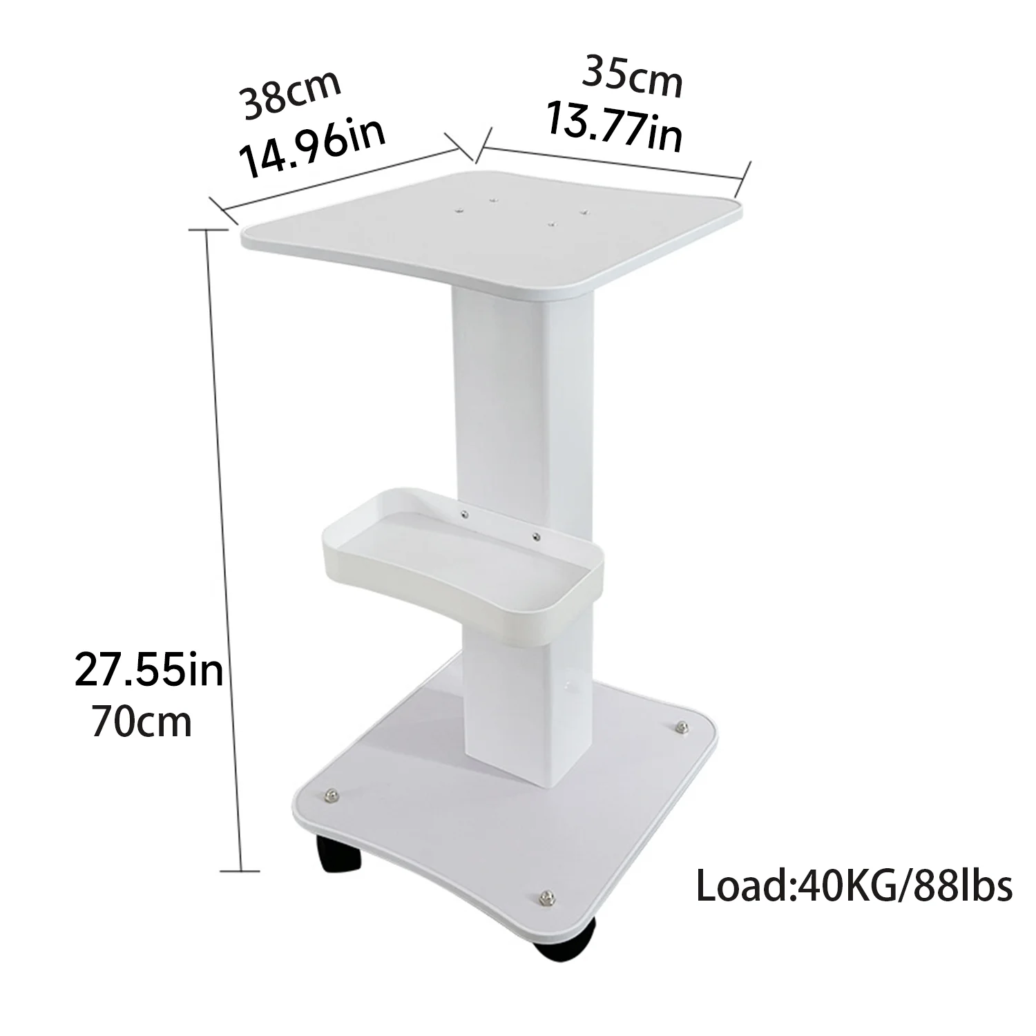 Schoonheidssalon Rollende Trolley Winkelwagen Opbergruimte 40 kg belasting Spa-apparatuurstandaard 3-laags salontafel Houten plank 360 °   Stille wielen