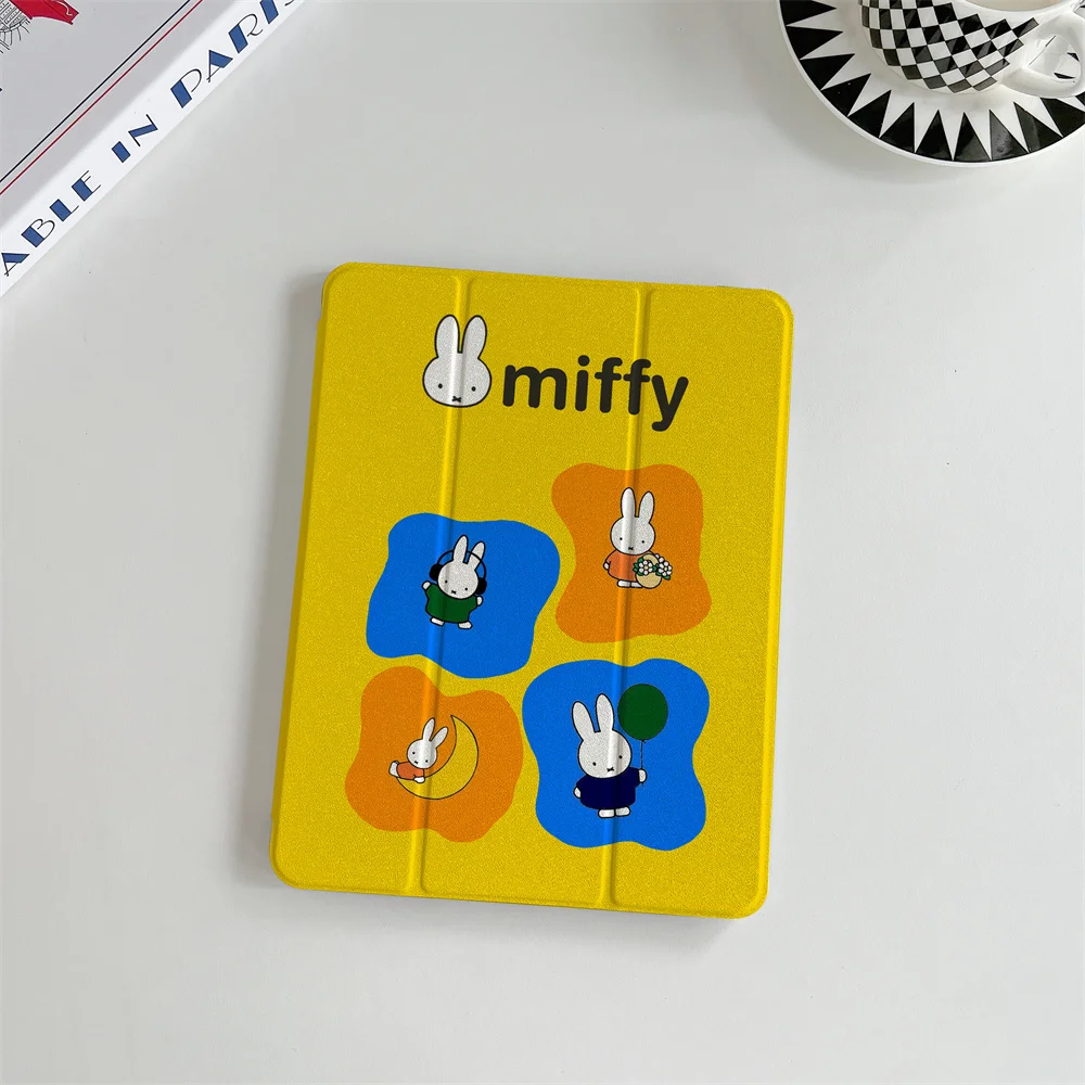 INS Korea Miffy Rabbit Simple Yellow Fashion is suitable for iPad A16 2024 11 inch, 2025 Air 5/4, 10.9-inch iPad 10, 9.7-inch,