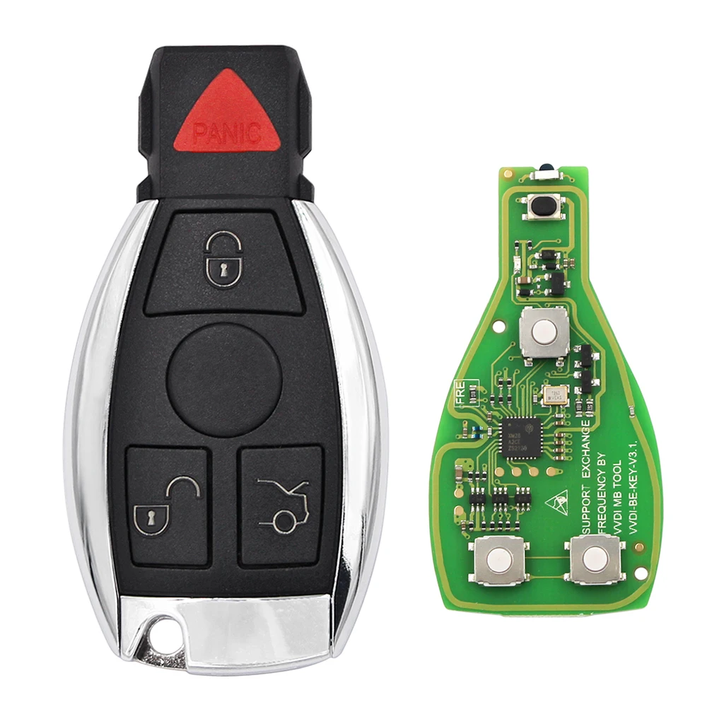 VVDI BE Key Pro Improved Version For Mercedes Benz Smart Key Shell 3/4 Button with Logo 315/433MHz Can Exchange MB BGA Token