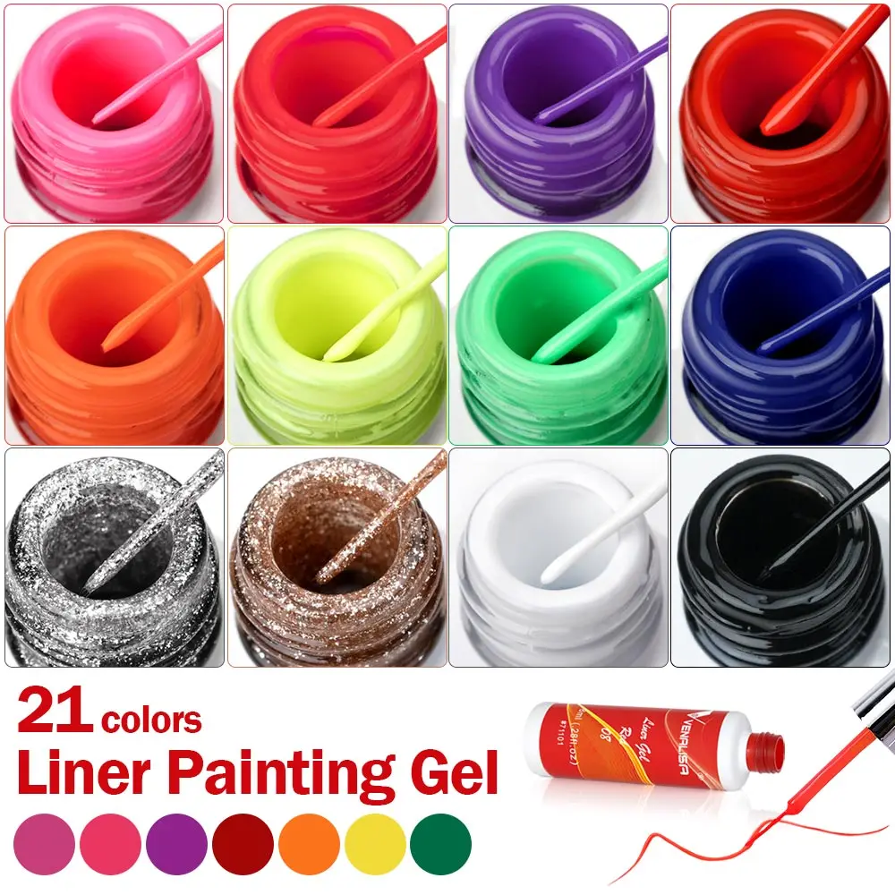8 ml VENALISA Liner Gel White Line French Nail Gel Polish 21 Farben Soak Off UV/LED Painting Gel Schöner semi-permanenter Lack – Detail 12