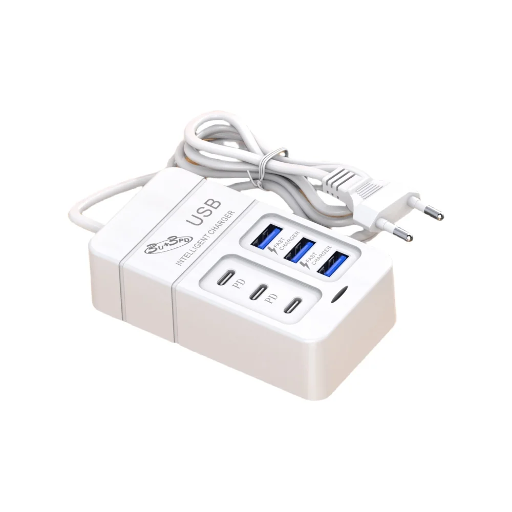 Carregador Rápido USB Tipo C, Adaptador De Telefone De Parede, Hub De Carga Rápida, EU Plug, PD, 6