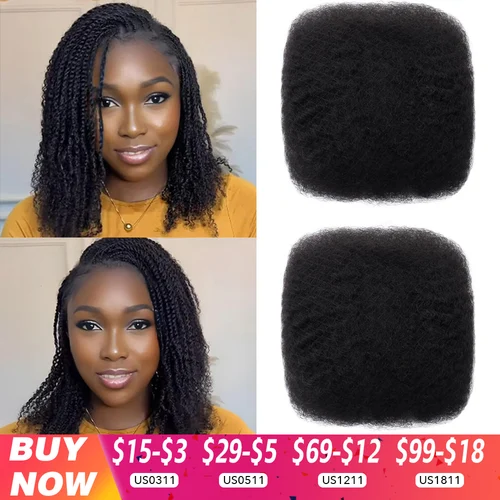 Pelo brasileño Afro rizado ondulado 100% cabello humano a granel para trenzar giros cabello para Micro Twist Afro extensión de cabello rizado