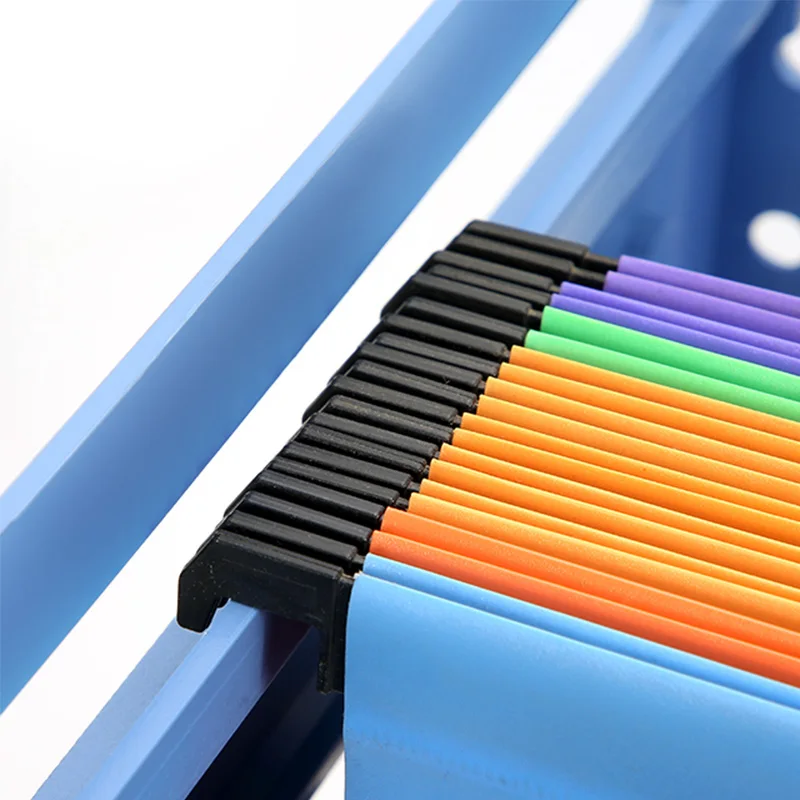 حامل ملفات سطح المكتب البلاستيكي HUAJIE A4/FC، منظم قابل للطي، حامل ملفات معلق أزرق موفر للمساحة للمستندات والأوراق المكتبية