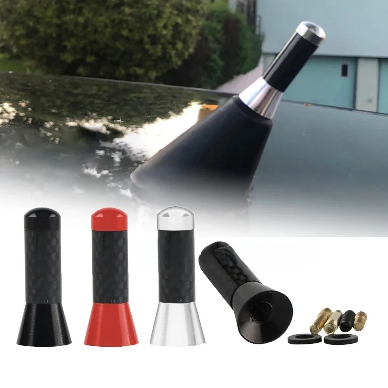 Antenne à mât court et trapu en métal à vis noire de 3.5cm, antenne de toit de style de voiture, Signal amélioré, accessoires de voiture