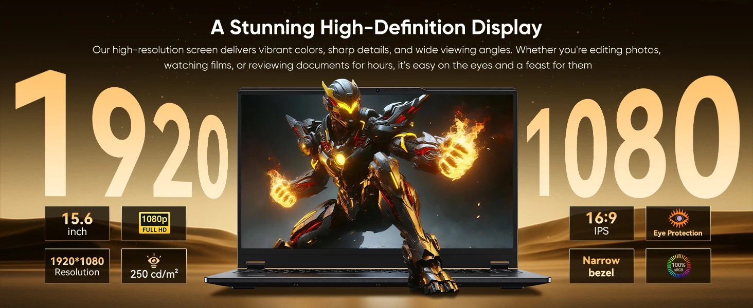 HYPERSTRIX 2 in 1 Touchscreen 15.6 inch Laptop Ryzen R3-3200U (up to 3.5GHz) Notebook PC 16GB RAM 512GB SSD 360° Rotation FHD IPS Laptop Backlit Keyboard TypeC RJ45 WIFI 5 HDMI