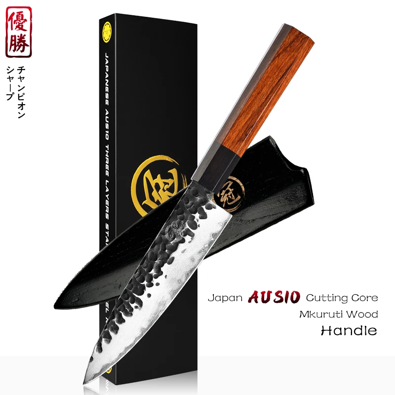 Japanese Petty Knife 5.7\' inch Japanese AUS10 3 Layers Steel Chef Kitchen Knives Home Cooking Tool Paring Knife Kurouchi Blade