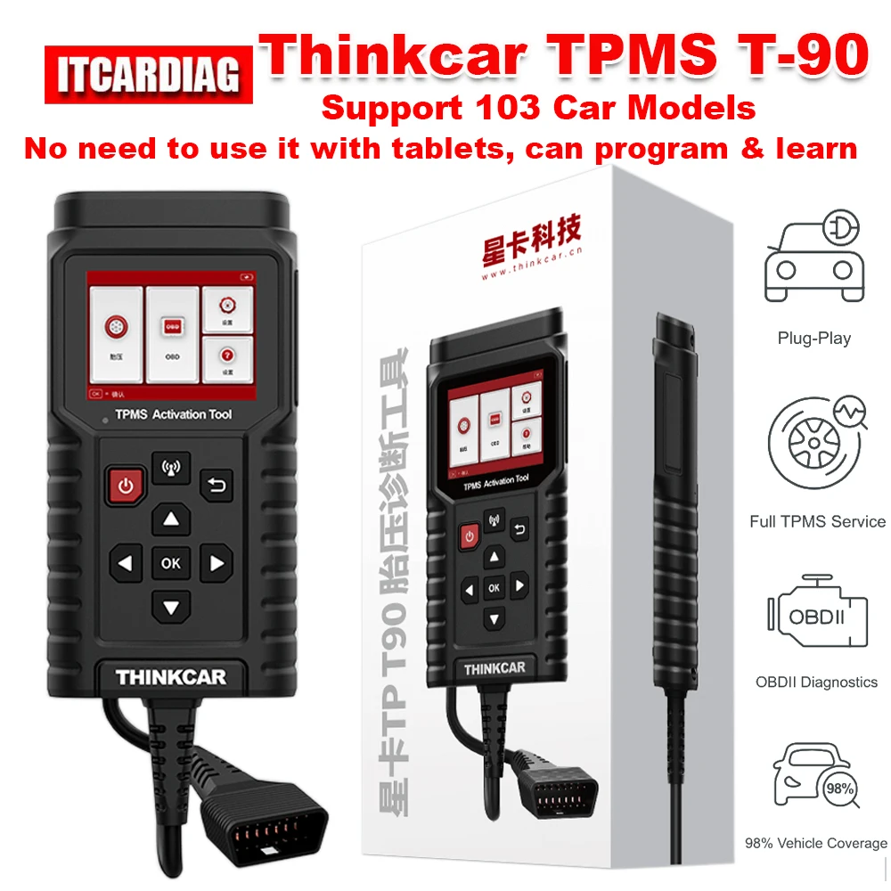 ThinkCar TP T90 TPMS Activation Tool Programmer OBD2 Car Diagnostic Fault Code Tire Pressure Sensor Service Tool PK THINKTPMS G2