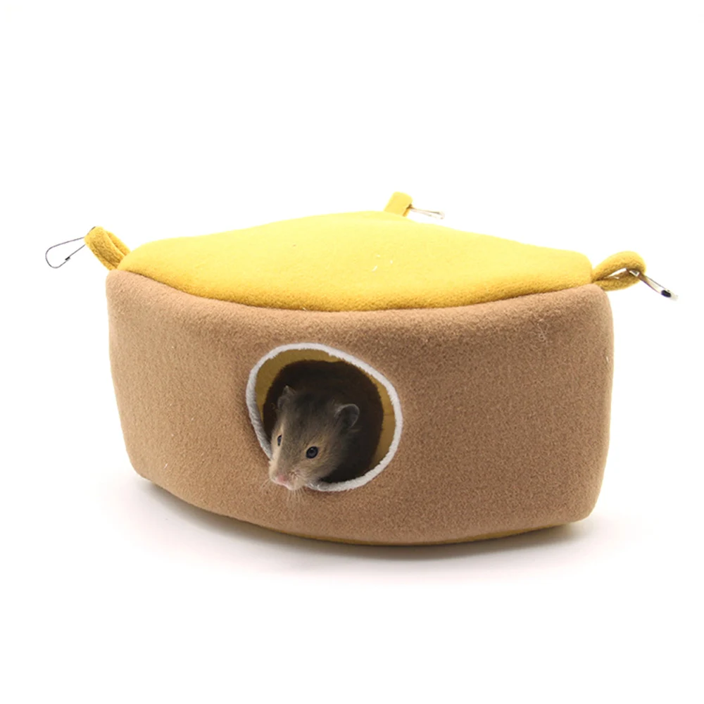 SMELL & SMILE Home Removable Pet Cheese Nest for Hamster Home, Cave for Playing, Cheese Shape, Cute Sleeping House for Small Pets, Soft Nest, warm hamster bed cage 26x16cm