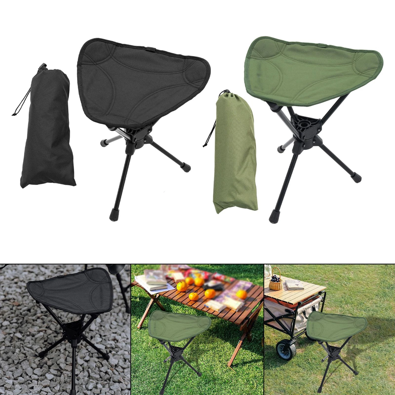 

Portable Folding Camping Stool Seat Easy Around Compact Backpacking Chair for BBQ Backpacking Outdoor Travel Adjustable Height