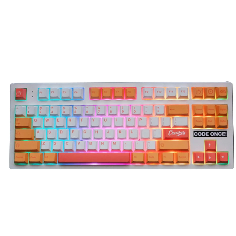 PBT Dye Subbed For Gaming Mechanical Keyboard GMK Peach KeyCaps Cherry Profile With ISO Enter 6.25U Spacebar