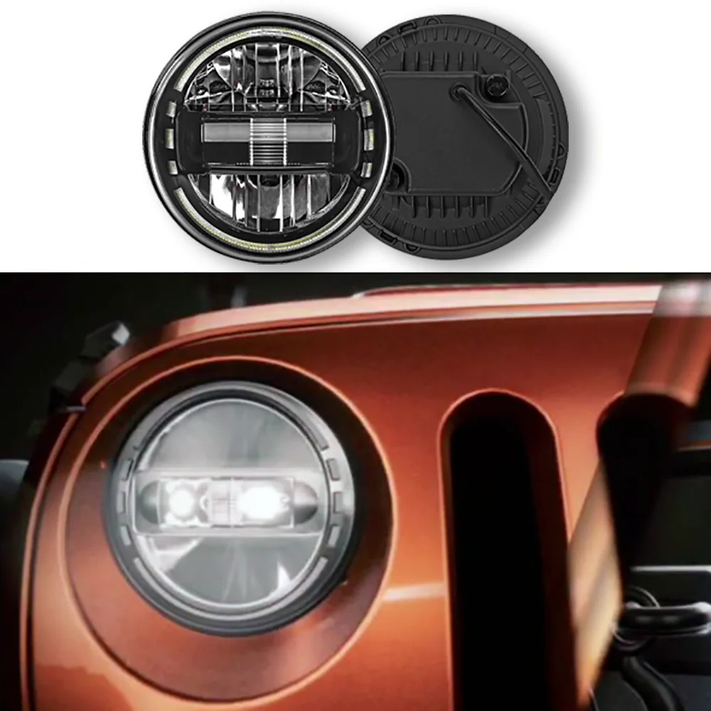 SXMA J370 7-Inch LED Head Lamp Aluminum Alloy Headlight 100W LED Worklight Driving Light for Jeep for Wrangler JK07-17 1pair