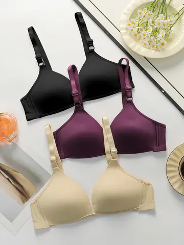 3 Pack Wireless Bra for Women Seamless Full Coverage Comfort Padded No Wire Bralette Everyday Soft T-Shirt Bras