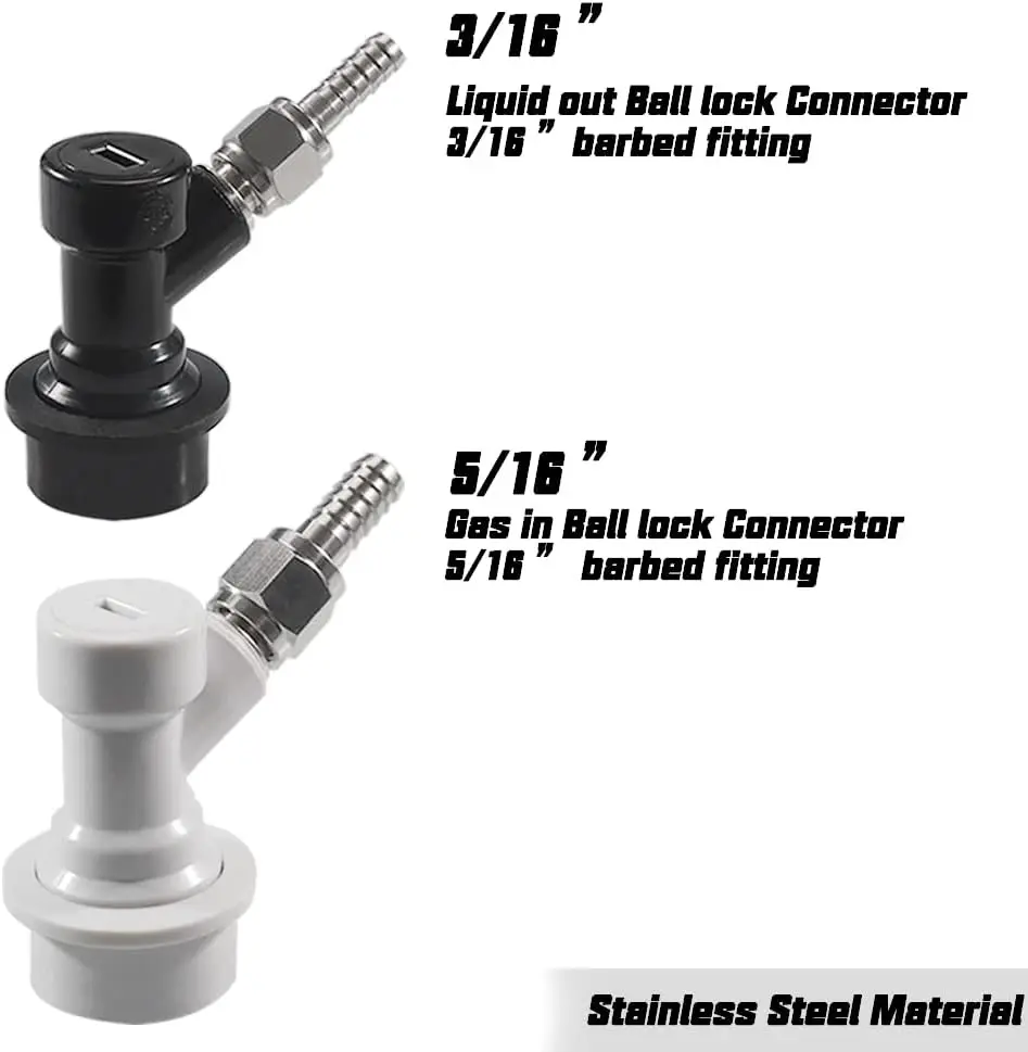 2 Pair Hose Swivel Nut Barb, 3/16\'\' Barb & 5/16\'\' Barb, Stainless Steel 1/4\