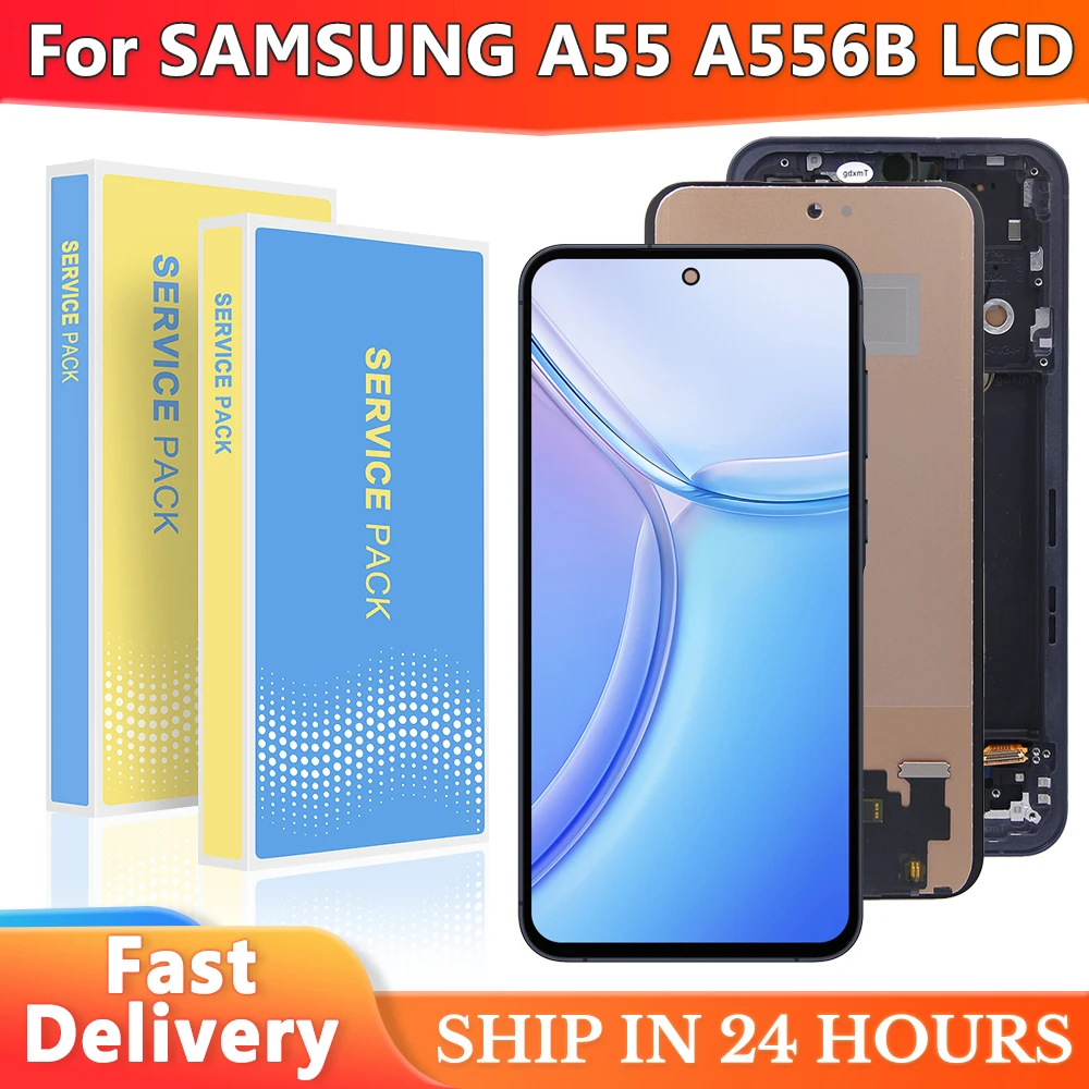 

100% Test For Samsung A55 5G Display SM-A556B SM-A556V SM-A556E LCD Screen With Touch Screen Digitizer Full Assembly with Frame