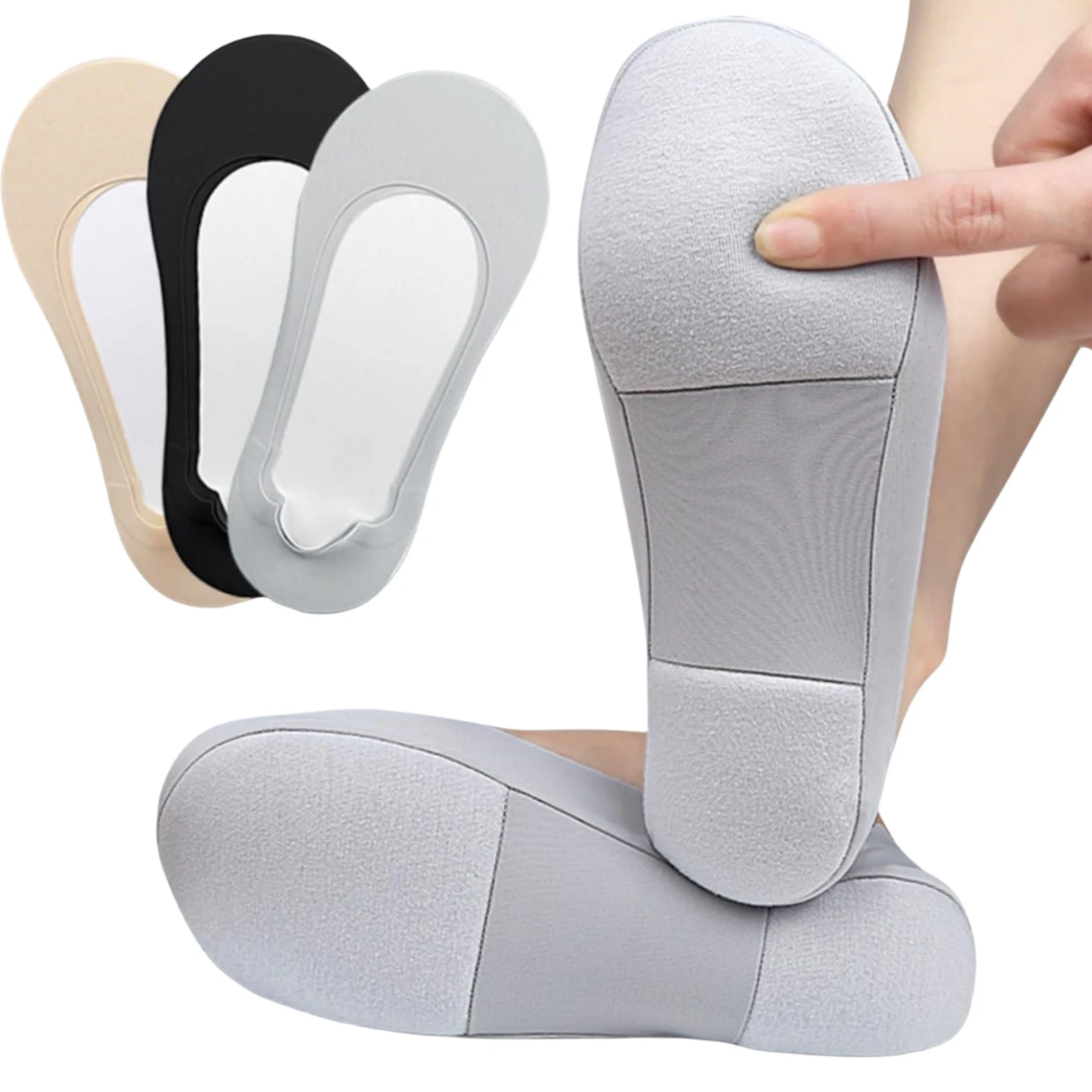 Women's 3D Anti-Slip Low-Cut Boat Socks,Comfortable Invisible Liner Boat Socks, Soft Sponge Cushioning Shock Absorption