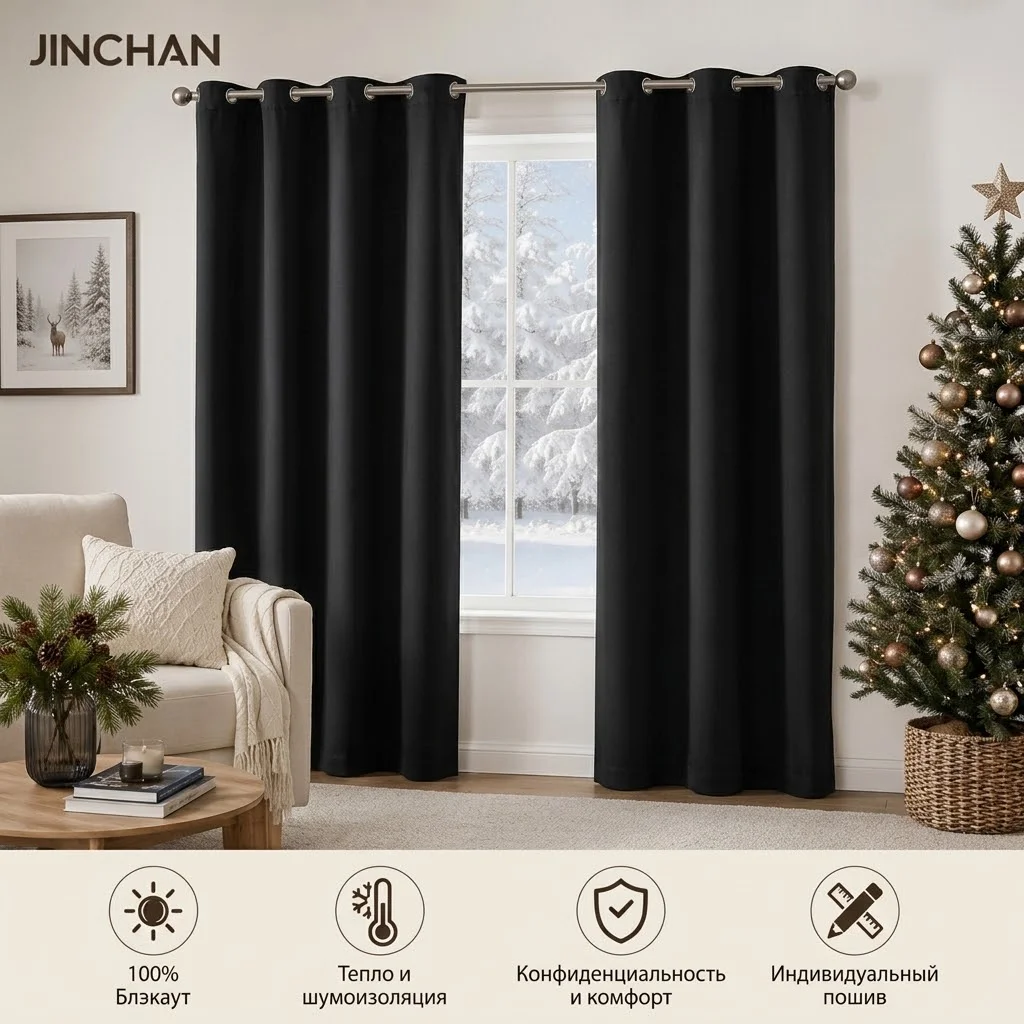 JINCHAN Custom Blackout Curtains for Bedroom & Living Room, Made to Measure Drapes, Thermal & Noise Insulating Window Treatments