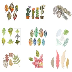 2022 New Arrival Fall Leaf Fragments Stems Pine Cone Metal Cutting Dies for DIY Scrapbooking Card Making Plants Cactus Stencils