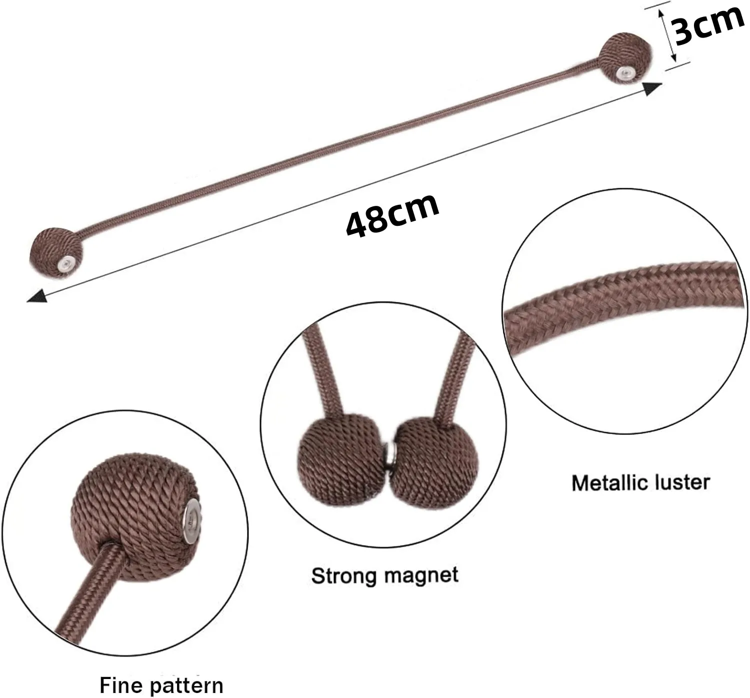 2PCS Strong Magnetic Tie Band High Quality Clip Curtains Buckle Holder Decorative Home Polyester Curtains Accessories