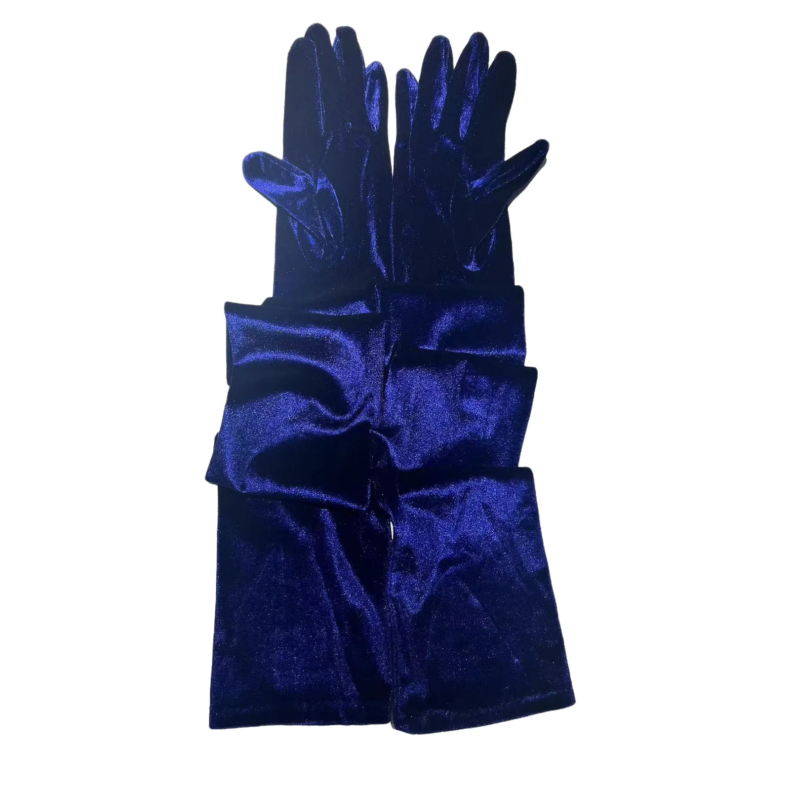 LaSally Women's Velvet Gloves Navy Blue 70cm Long Stretch Soft Big Arm Friendly Evening Wedding Celebrity Dressing Fashion Glove