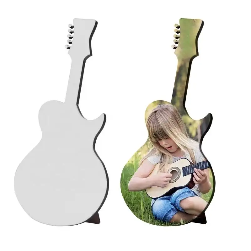 Free Shipping 30Pcs/Lot 7.87x3.93Inch Sublimation Blanks MDF Guitar Ornament Sign Photo Frames For Hotel Home Office Decoration