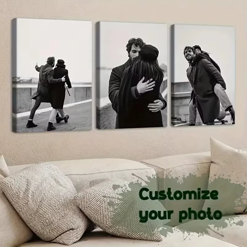 3pcs/set Personalized Custom Canvas Prints Photo - Unframed Customized Wall Art Poster for Family Life Pet Animal Birthday Decor