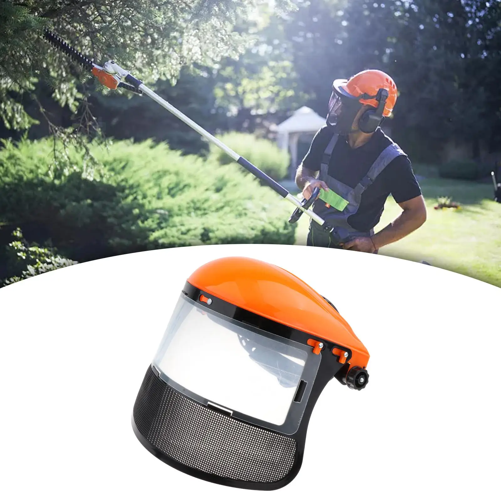 Garden Grass Trimmer Safety Helmet Hat with Full Face Mesh Protective Mask for Logging Brush Cutter Forestry Protection image 2