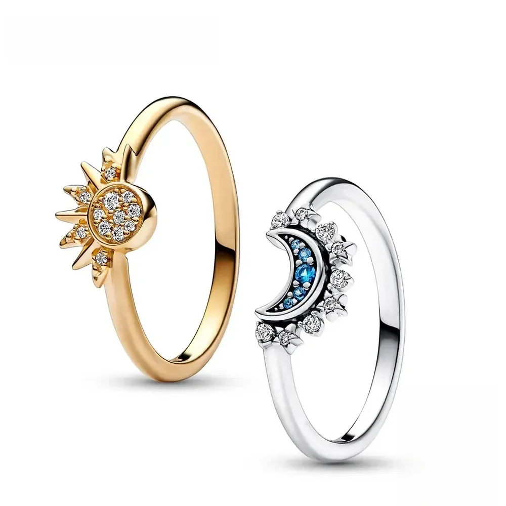 Yiluocd Silber Sonne und Mond Ring Set funkelnden Zirkonia Paar Ringe versprechen feine Schmuck