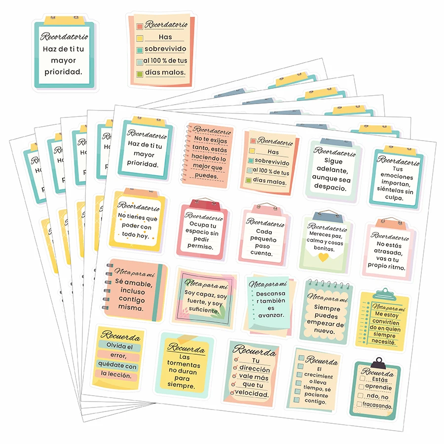 100 Pcs Motivational Reminder Stickers Pastel Quote Labels for Scrapbooking, Journals, Planners, Cards, and DIY Crafts
