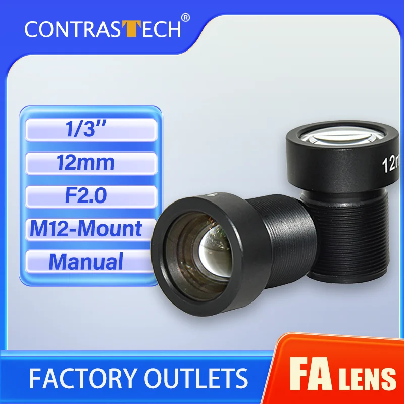 contrastech高解像度m12インターフェースcctvボードレンズ12mm-f20-usb-gigeビジョンcmosボードレベルカメラレンズ-新品