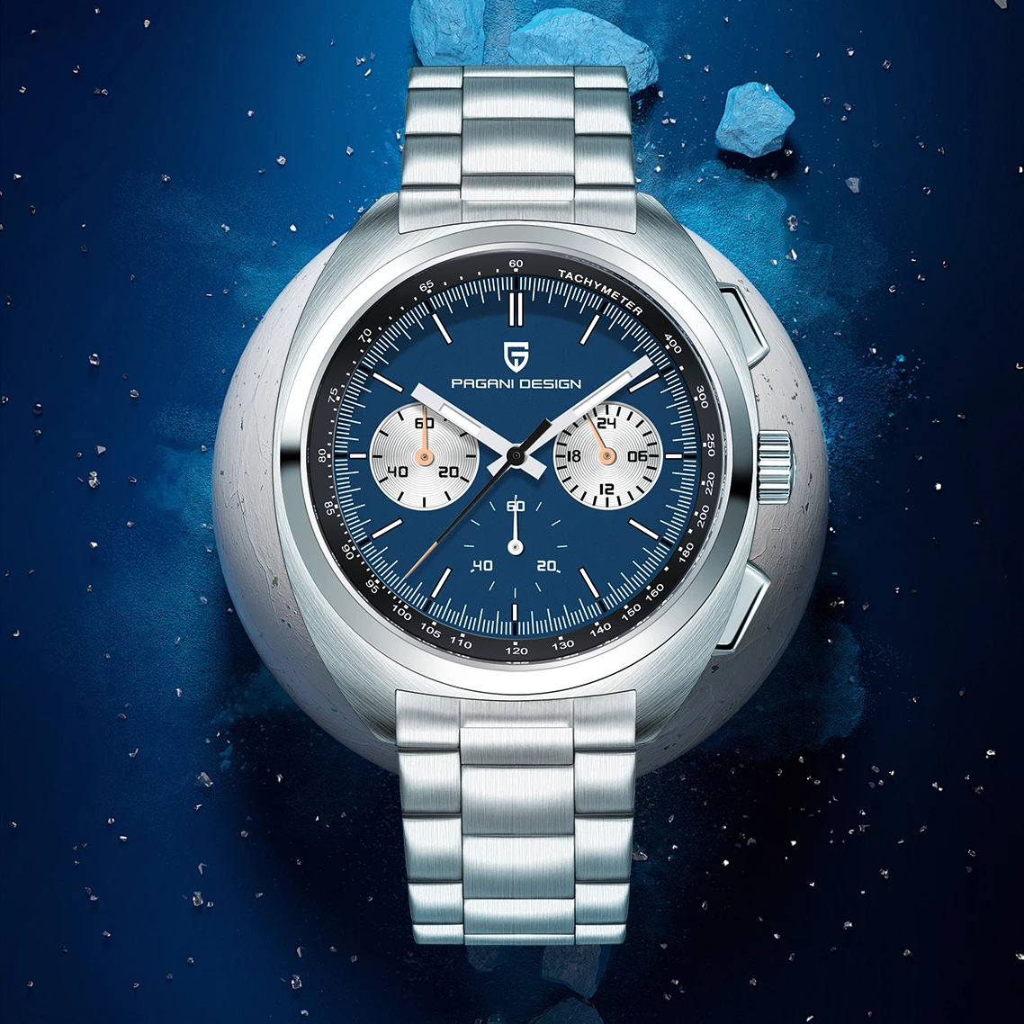 PAGANI DESIGN Herrenuhr, neue Retro-Quarzuhr in Blau für Herren, AR-Saphirkristall, wasserdicht, 2026 Chronograph, Armbanduhr für Herren