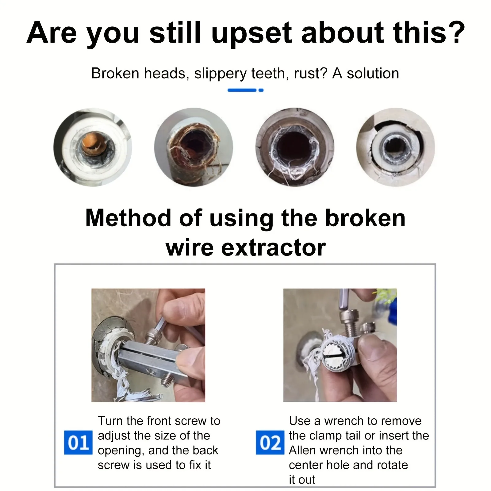 Bathroom Tools Broken Wire Extractor Threading Tools Tap and Screw Remover Water-Tap Angle Valve Repair for 4/6 Points image 5