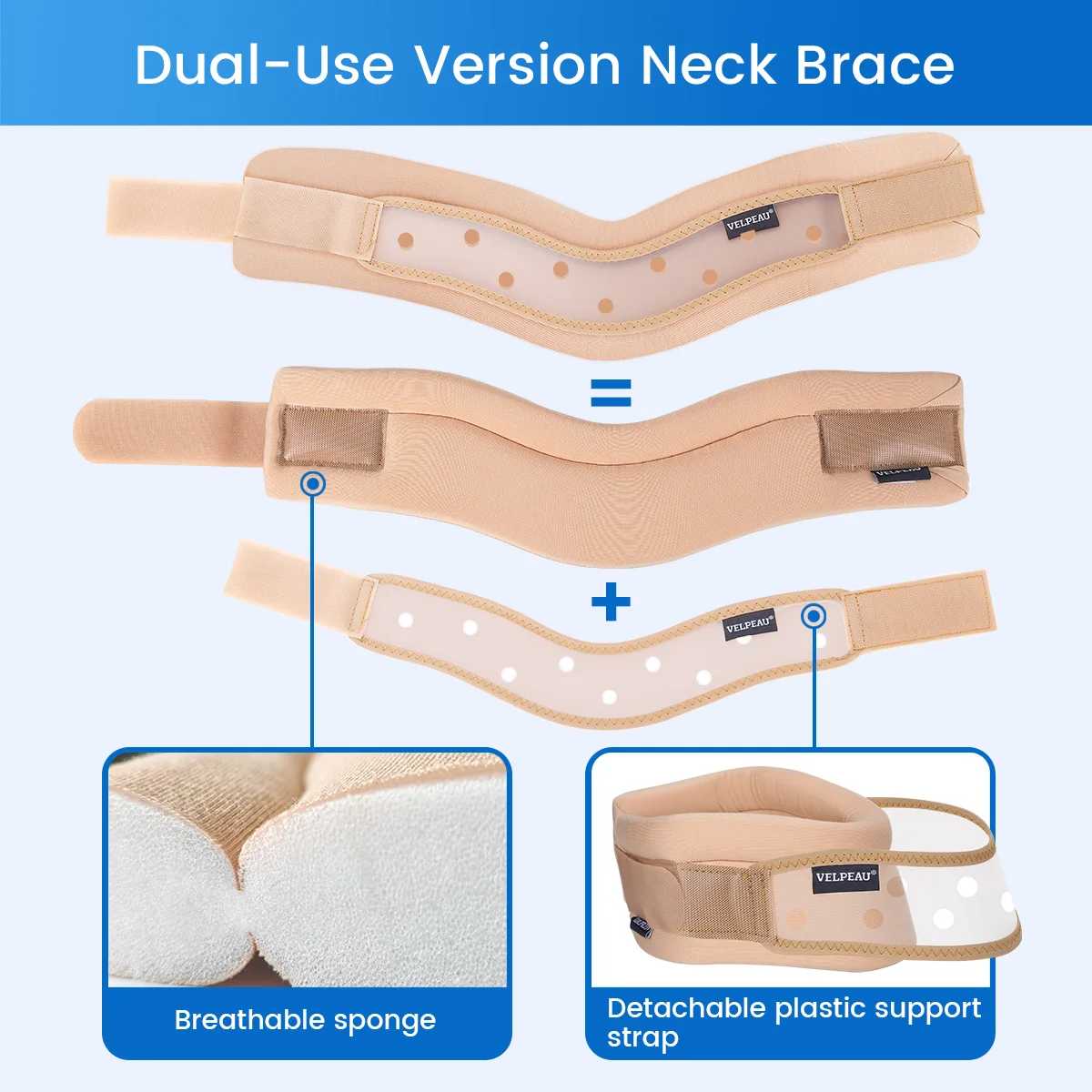 VELPEAU Neck Brace Sponge for Cervical Vertebrae Pressure, Stiffness and Pain Relif Neck Support Pillow Three Styles Can Choose